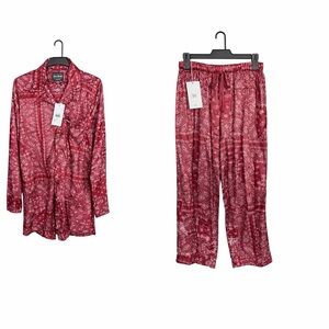 Dogg Supply Red Paisley Pajama Set Women Small NWT Lounge Set
